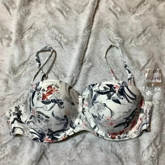 rachel roy white floral push up bikini top size medium - Picture 7 of 8